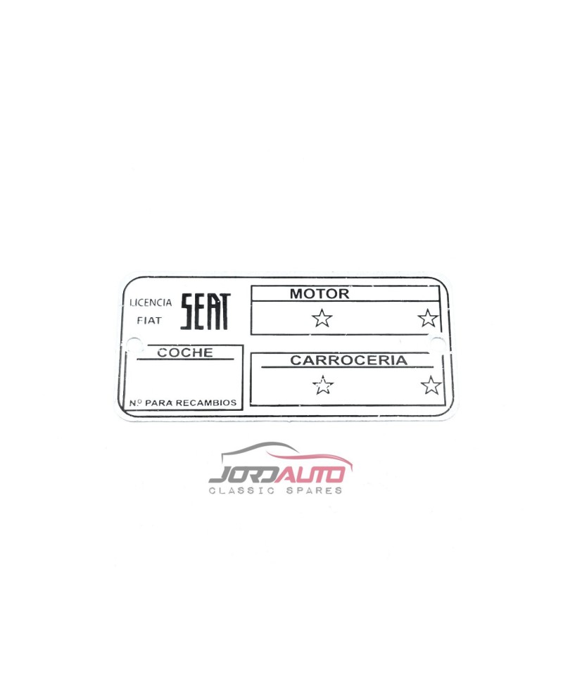 SEAT Black Aluminum Identification Plate - Jordauto Classic Parts